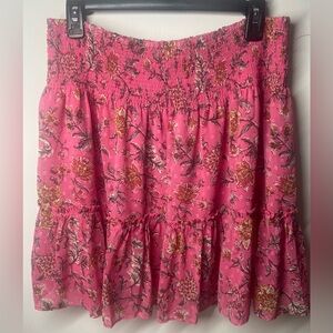 Joie Pink Floral Smocked Tiered Skirt